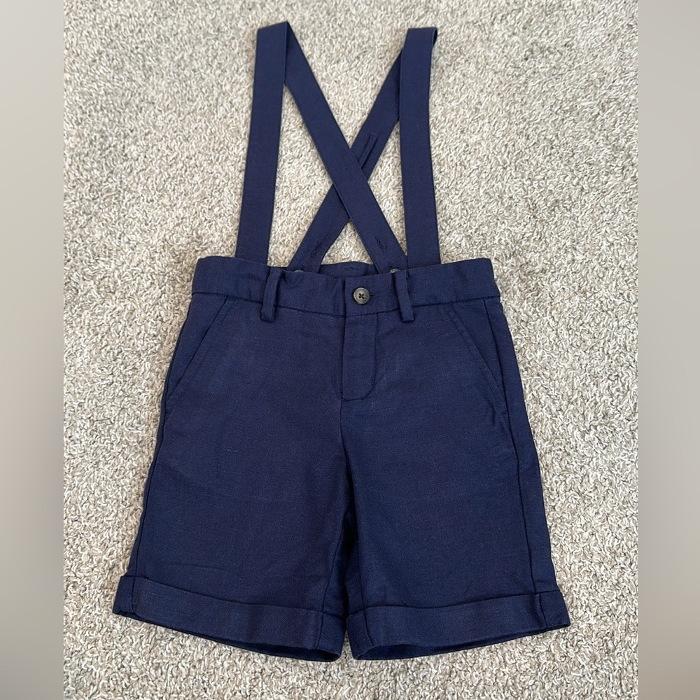 Janie and Jack Navy Blue Short Overalls